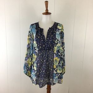 Joie Floral Silk Long Sleeve Peasant‎ Blouse